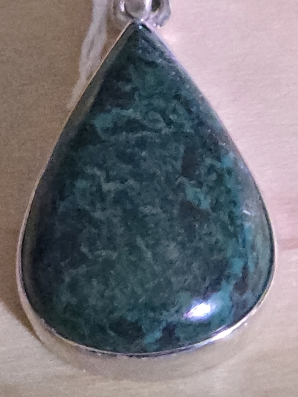 Teardrop Green Chryscolla Stone Pendant.